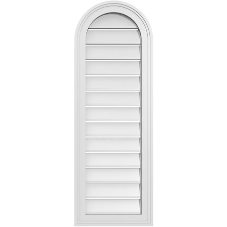 Ekena Millwork Round Top Surface Mount PVC Gable Vent: Functional, w/ 2"W x 1-1/2"P Brickmould Frame, 14"W x 40"H GVPRT14X4002SF